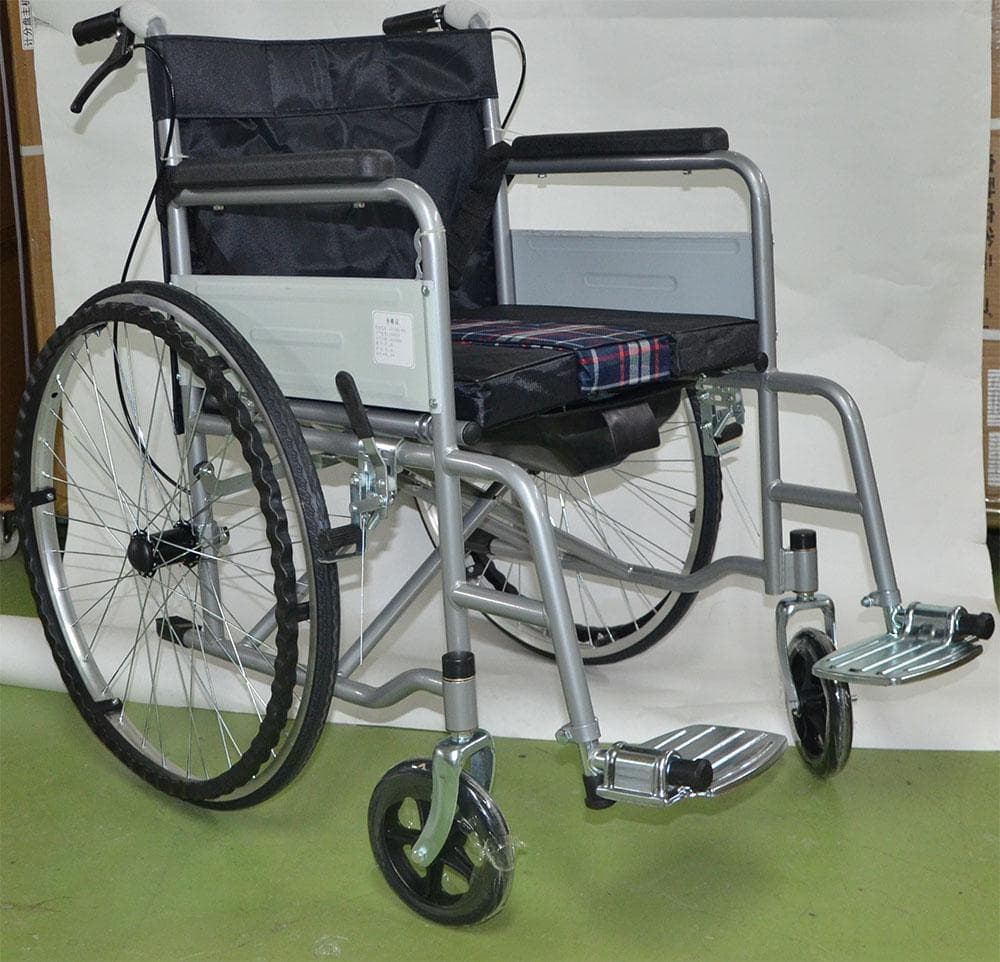 車椅子コンパクト自走介助 車いす 折りたたみ 介助式車椅子 簡易トイレチェック柄