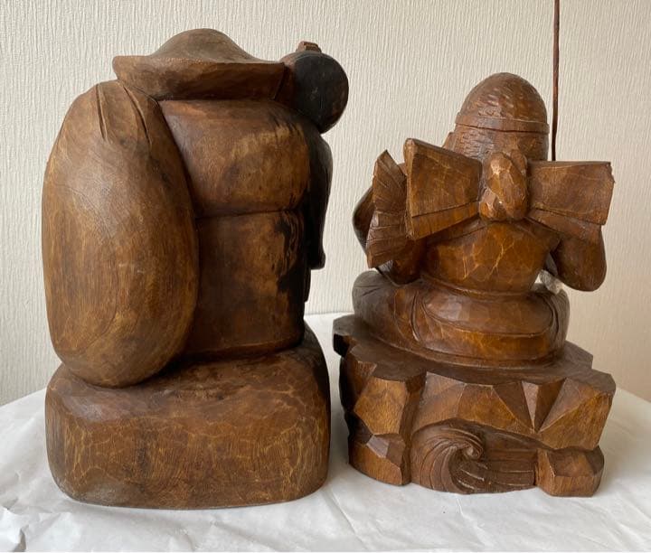 恵比寿大黒天様　　置物　木製