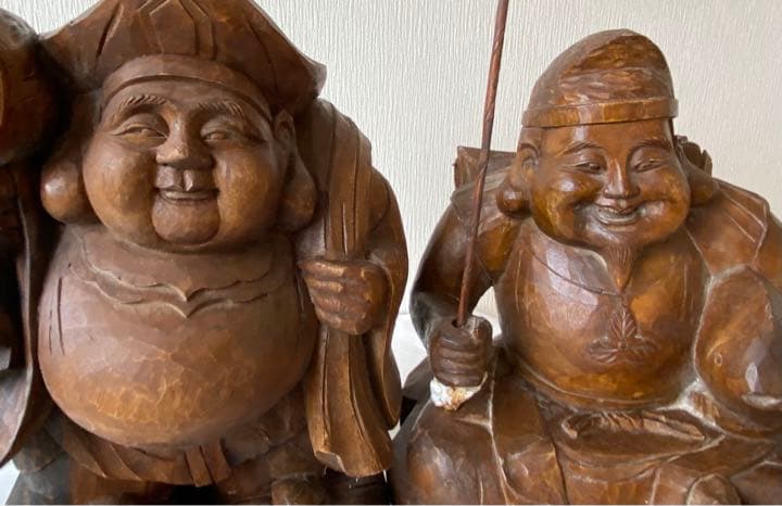 恵比寿大黒天様　　置物　木製