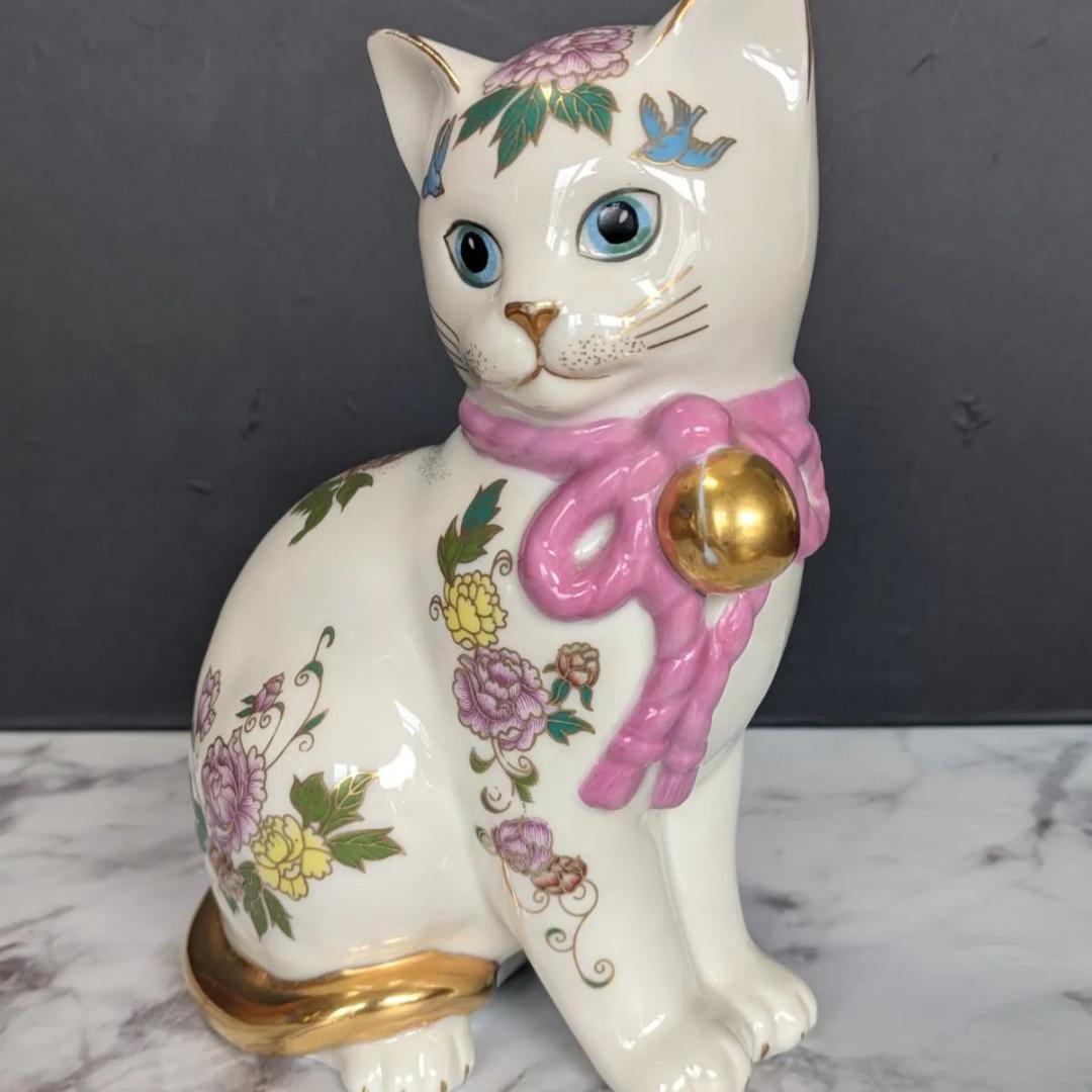 日本製 フランクリンミント ハンドペイント 猫 陶器 フィギュリン 置物 美品