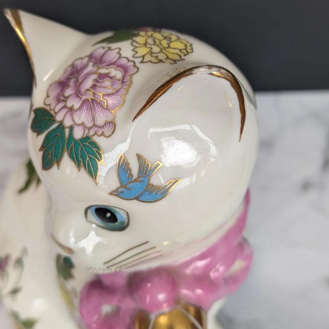 日本製 フランクリンミント ハンドペイント 猫 陶器 フィギュリン 置物 美品