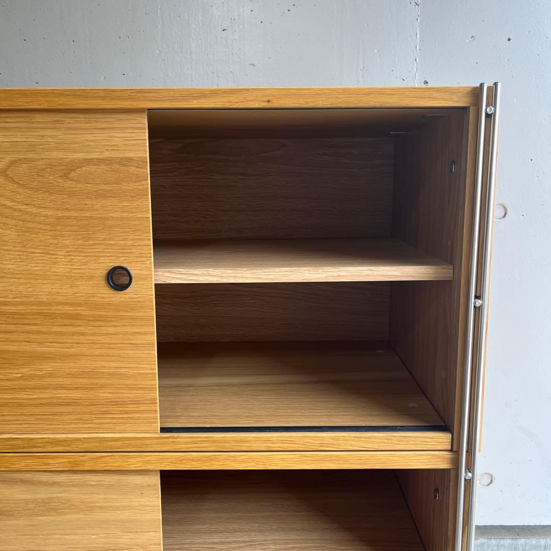 美品・廃盤希少★無印ステンレスユニットシェルフ・ボックス木製引き戸オーク材セット