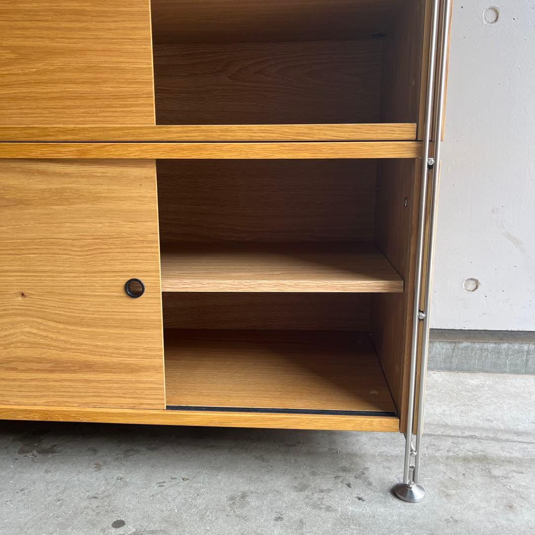 美品・廃盤希少★無印ステンレスユニットシェルフ・ボックス木製引き戸オーク材セット