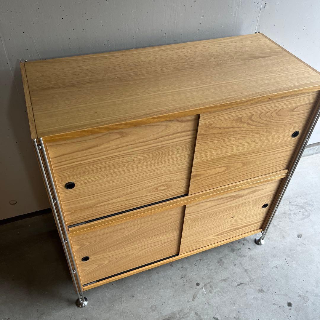 美品・廃盤希少★無印ステンレスユニットシェルフ・ボックス木製引き戸オーク材セット