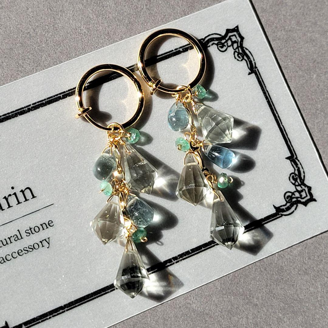 ポメころび様 グリーンアメジスト シャンデリア ピアス