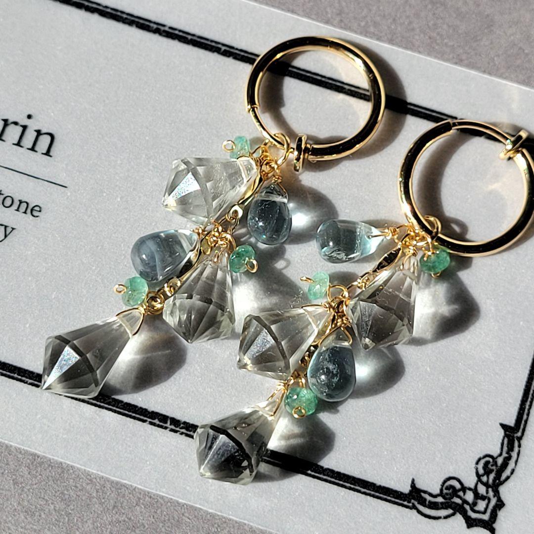 ポメころび様 グリーンアメジスト シャンデリア ピアス