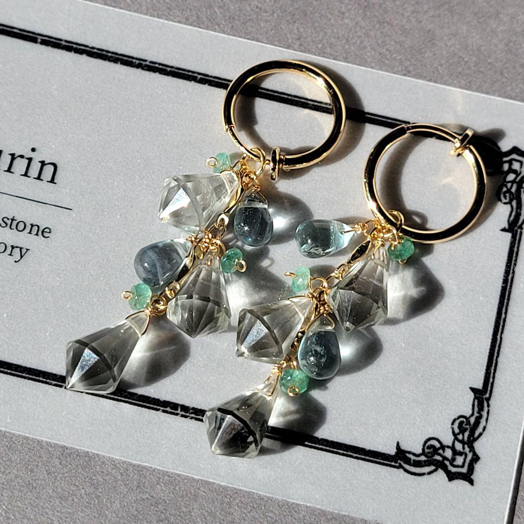 ポメころび様 グリーンアメジスト シャンデリア ピアス