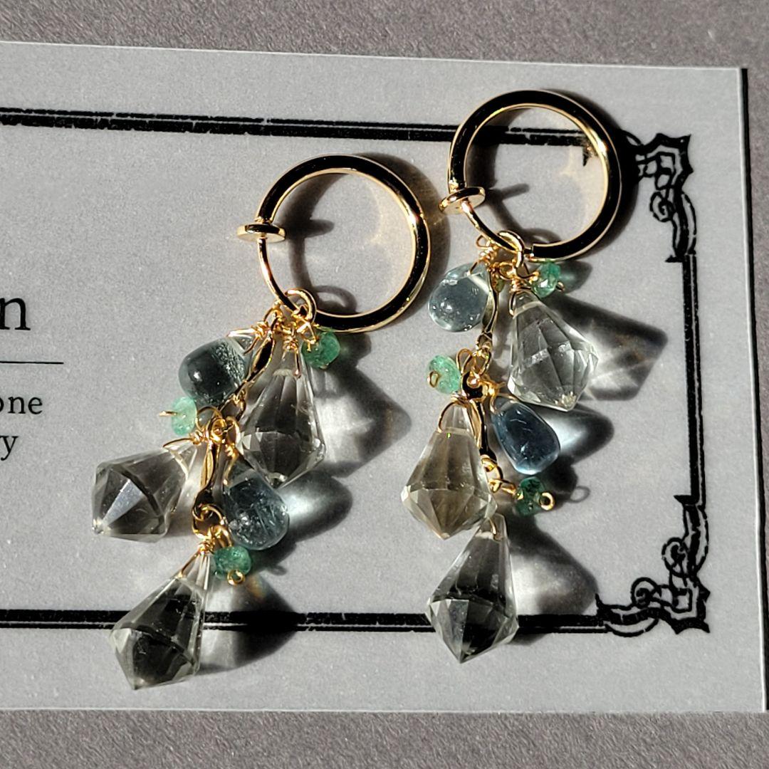 ポメころび様 グリーンアメジスト シャンデリア ピアス