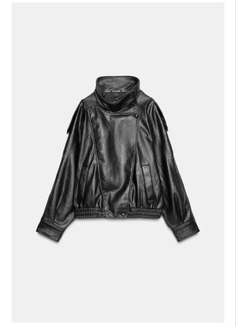 ZARA フェイクレザージャケット ブラック S