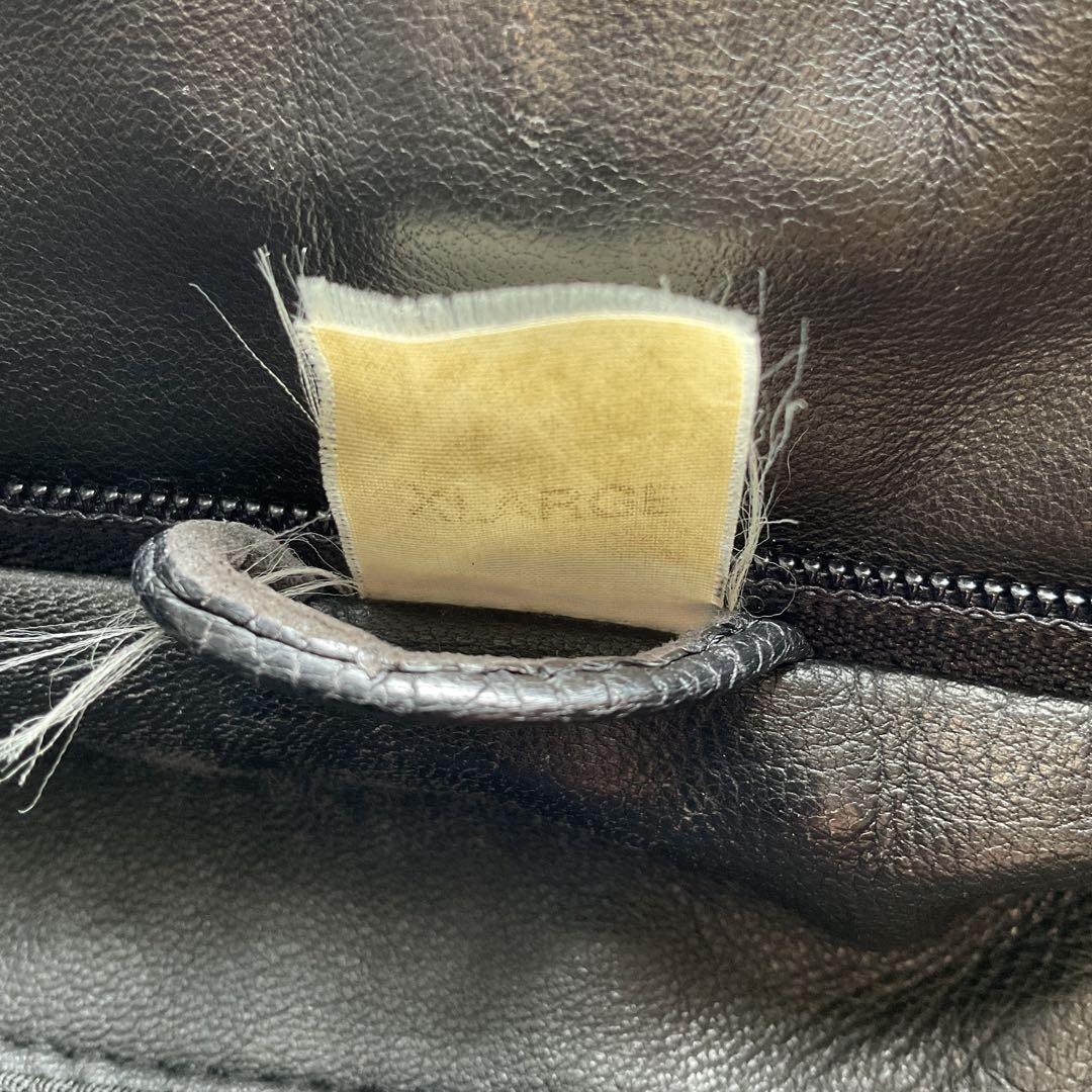 美品✨90's レザージャケット　本革　ボンバー　ブラック　襟付 大きい　XL