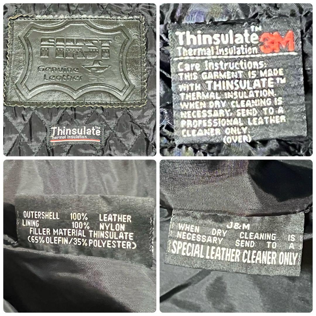 80s ヴィンテージ　FIRST 本革　シングルライダース キルティングライナー