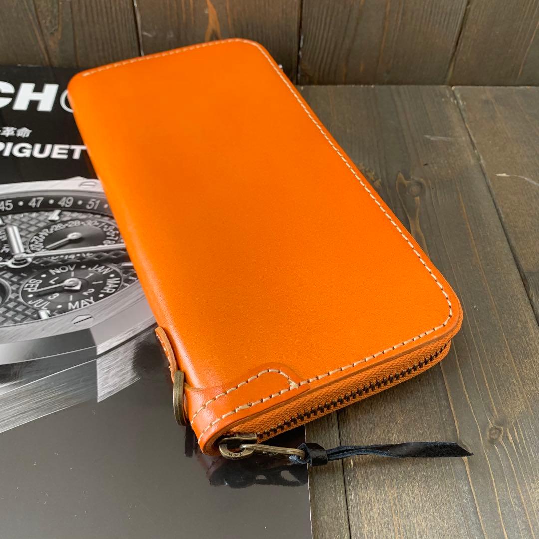 C44■極上 栃木レザー 無双 バイカーズウォレット 財布■マロン■職人手縫い