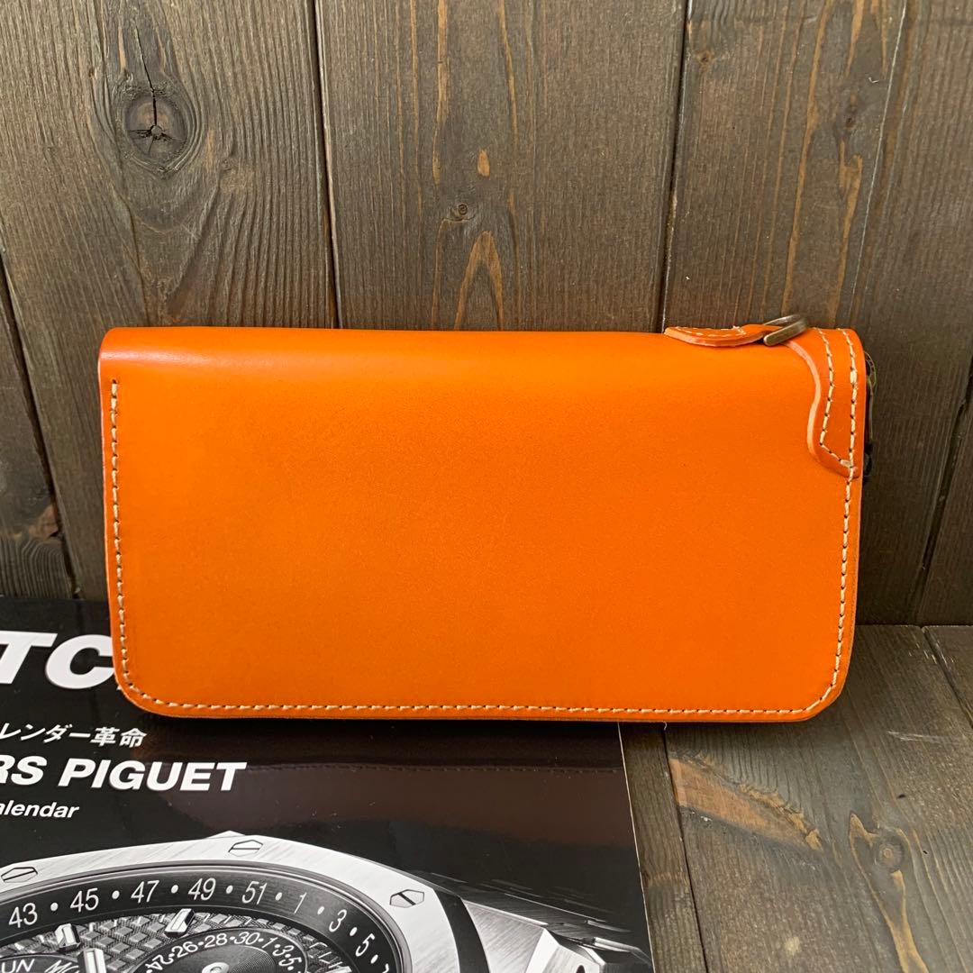 C44■極上 栃木レザー 無双 バイカーズウォレット 財布■マロン■職人手縫い