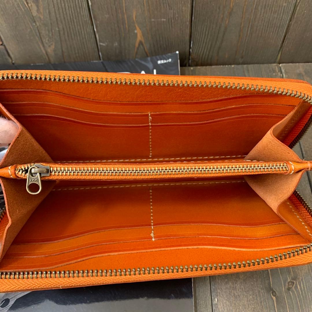 C44■極上 栃木レザー 無双 バイカーズウォレット 財布■マロン■職人手縫い