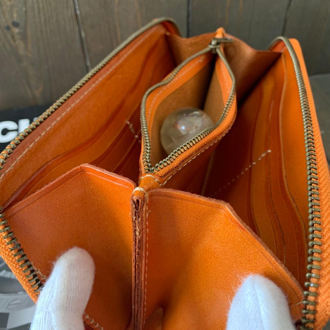 C44■極上 栃木レザー 無双 バイカーズウォレット 財布■マロン■職人手縫い