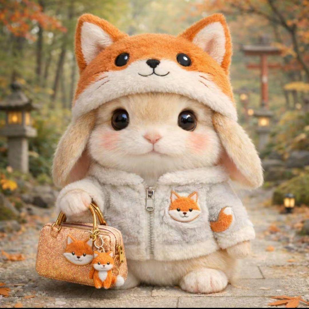 うさぎの着ぐるみパネル生地　ハンドメイド