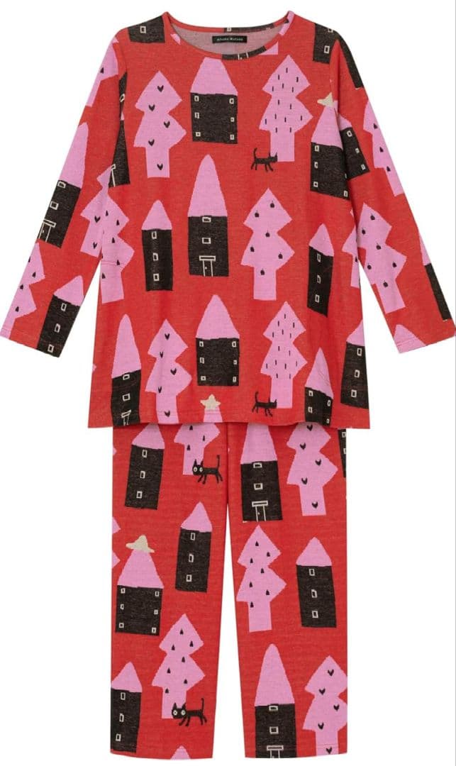 新品タグ付き　高級 マタノアツコ　パジャマ ルームウェア 迷子 赤 M