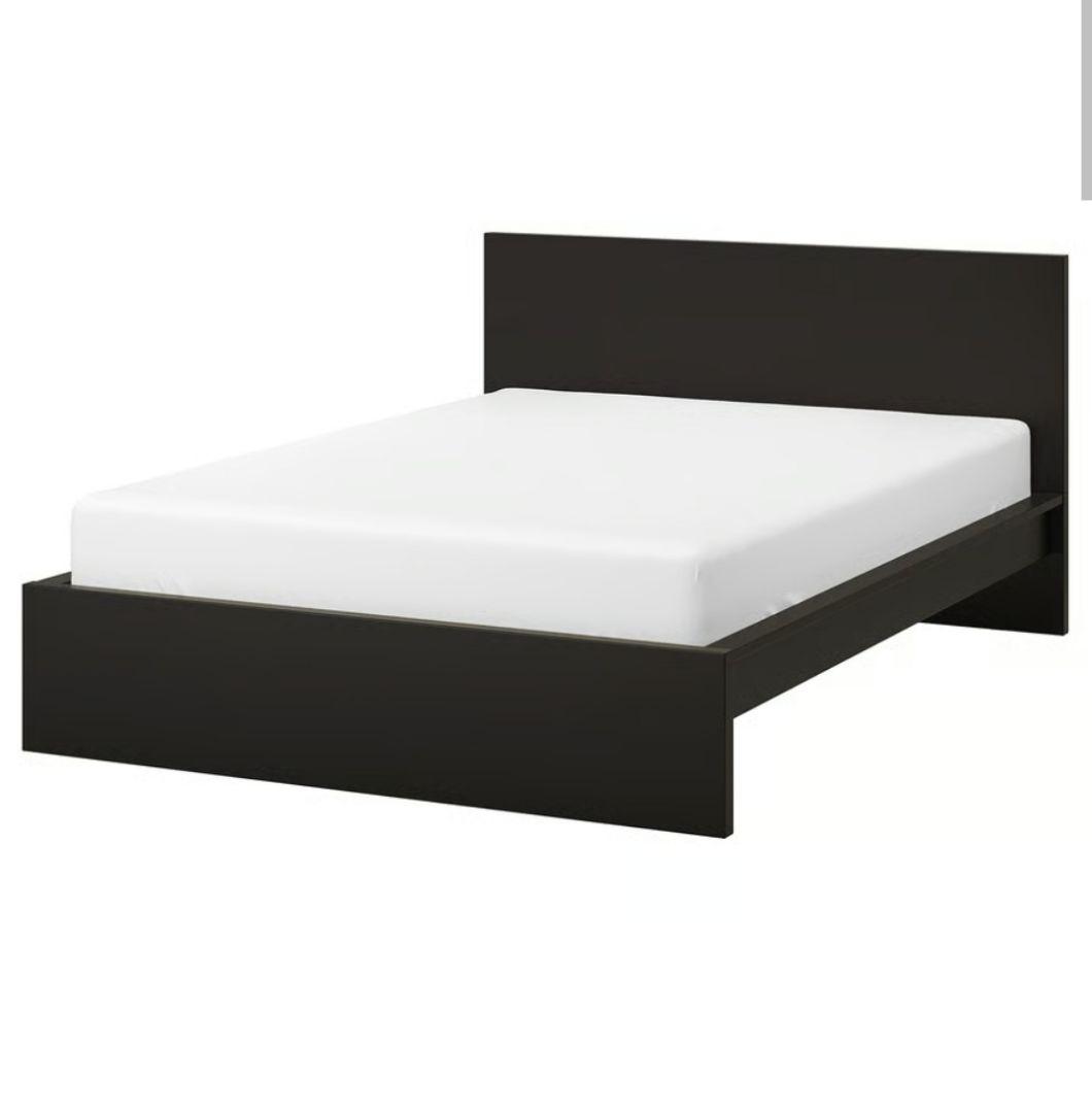 マルム　IKEA　ダブルベッドフレーム ブラックブラウン