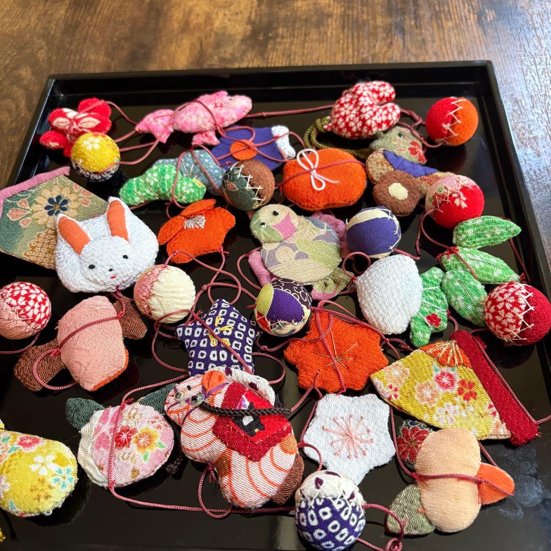 ひめ吊し雛材料 豆針山まとめて！手作り 縮緬　江戸縮　アンティーク