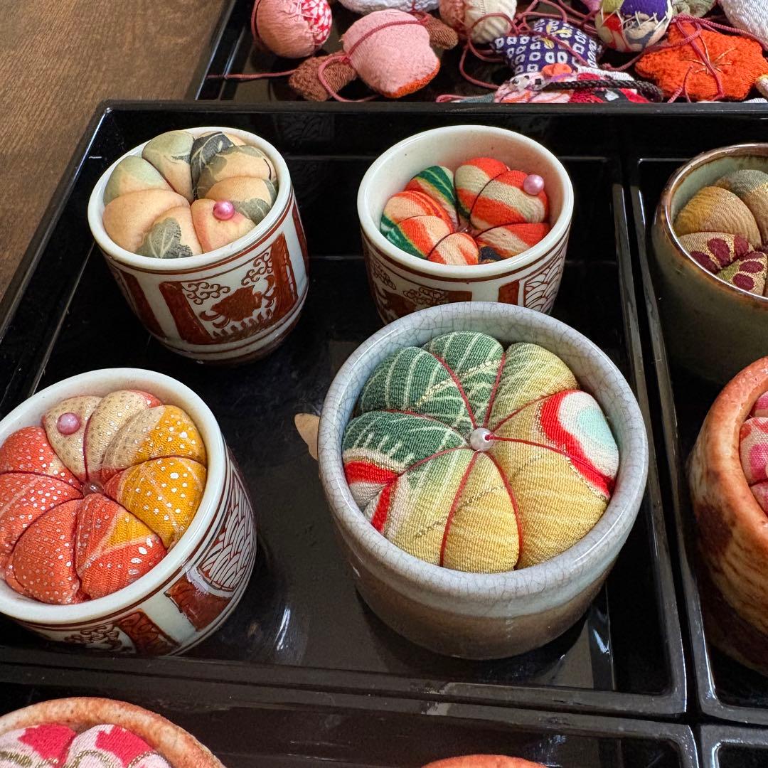 ひめ吊し雛材料 豆針山まとめて！手作り 縮緬　江戸縮　アンティーク