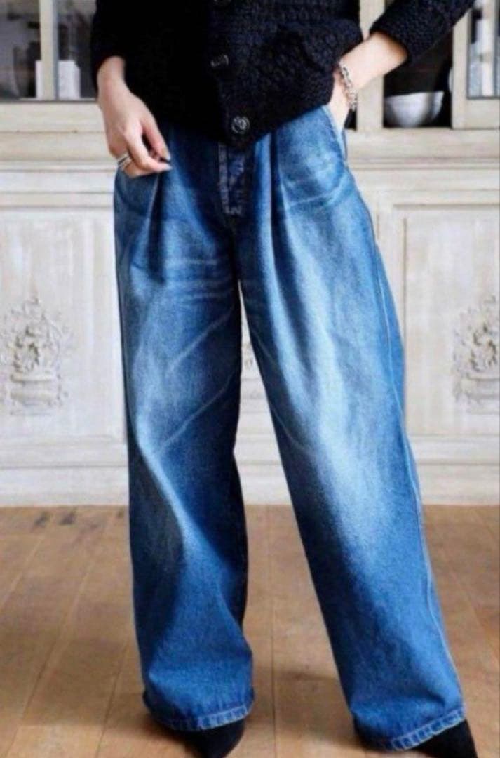 INSCRIRE アンスクリア　タックデニムパンツ