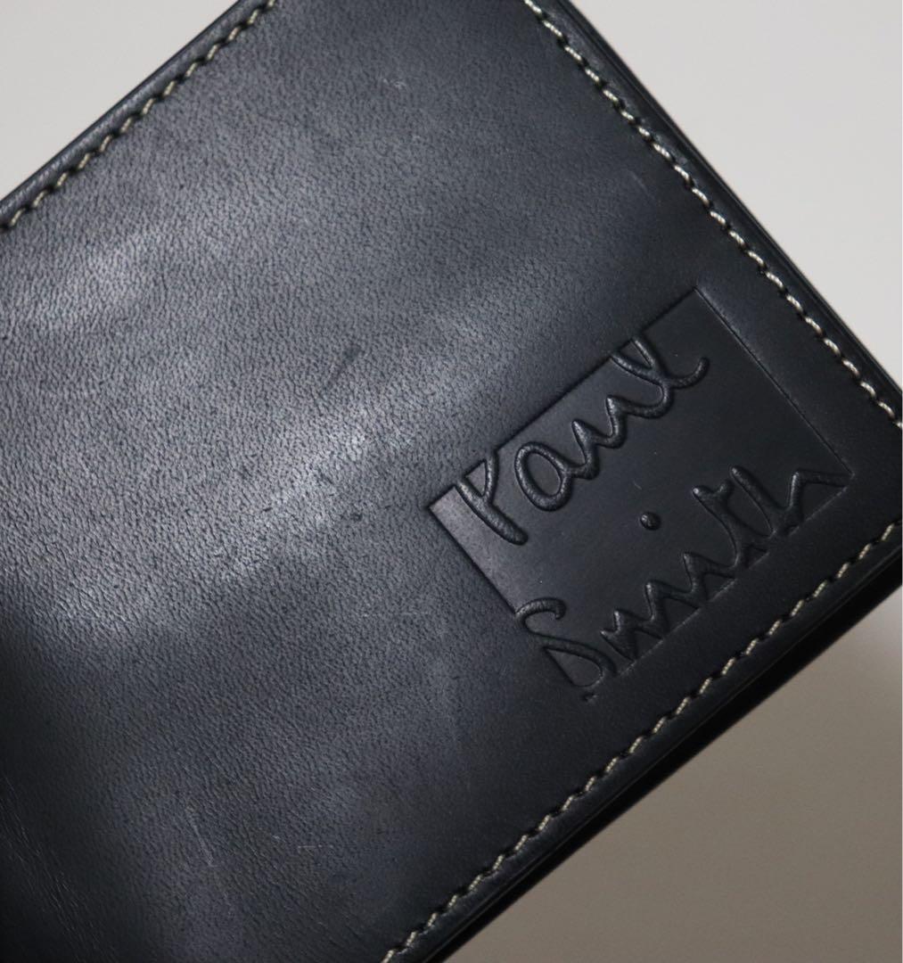 《ポールスミス》箱付新品 小銭入れ付 凹凸ロゴ レザー2つ折りマネークリップ