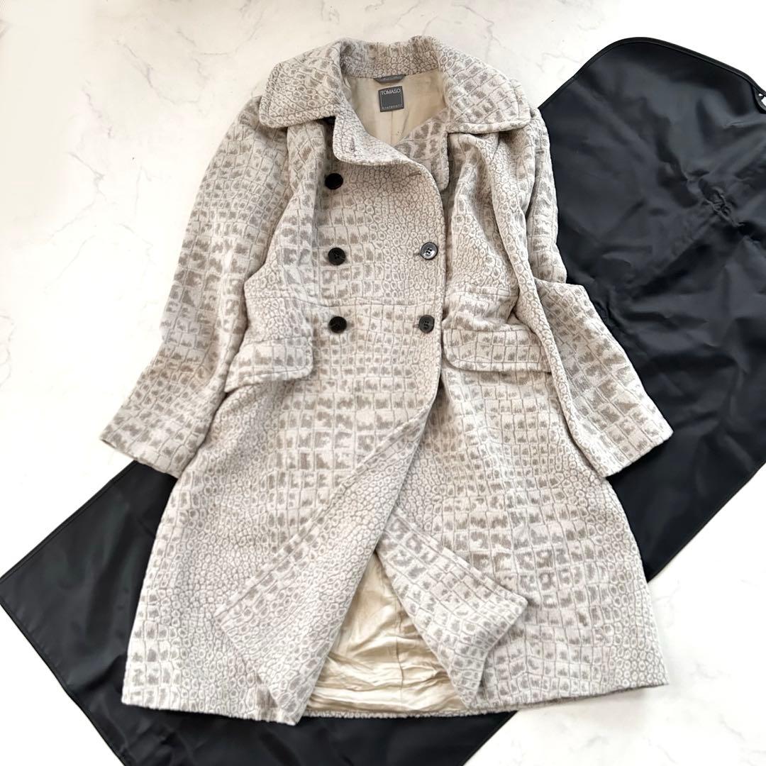 希少クロコ柄TOMASO×Stefanelli ロングコート 46 アンゴラ