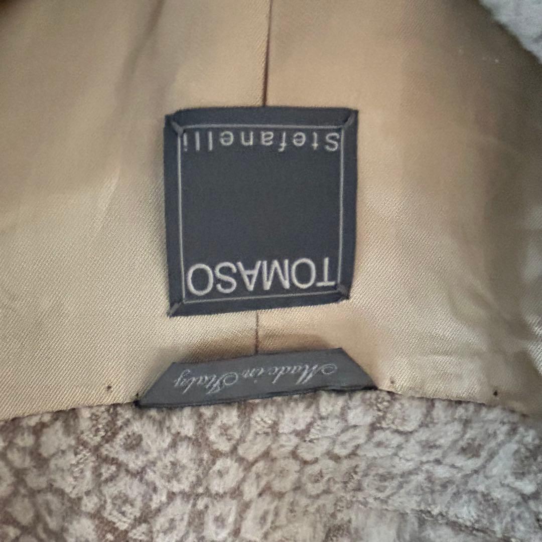 希少クロコ柄TOMASO×Stefanelli ロングコート 46 アンゴラ