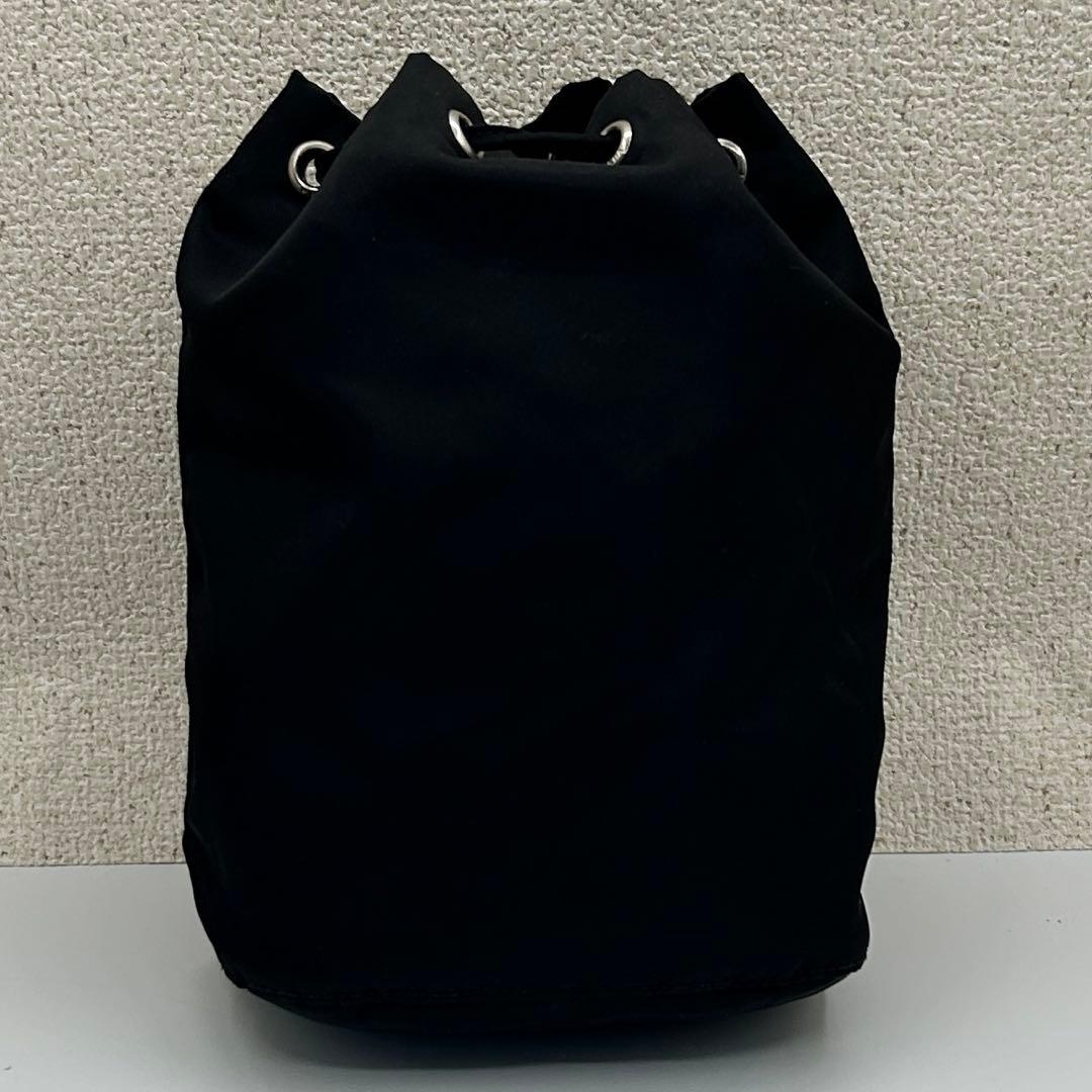 PRADA プラダ ナイロン 巾着 ショルダーバッグ 三角ロゴ ブラック 黒