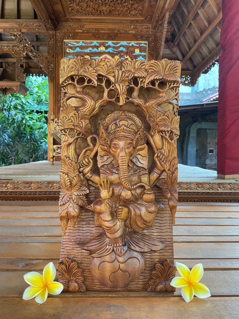 【新入荷］ガネーシャ像(夢をかなえる神様)Hiクオリティ木彫り38.5cm