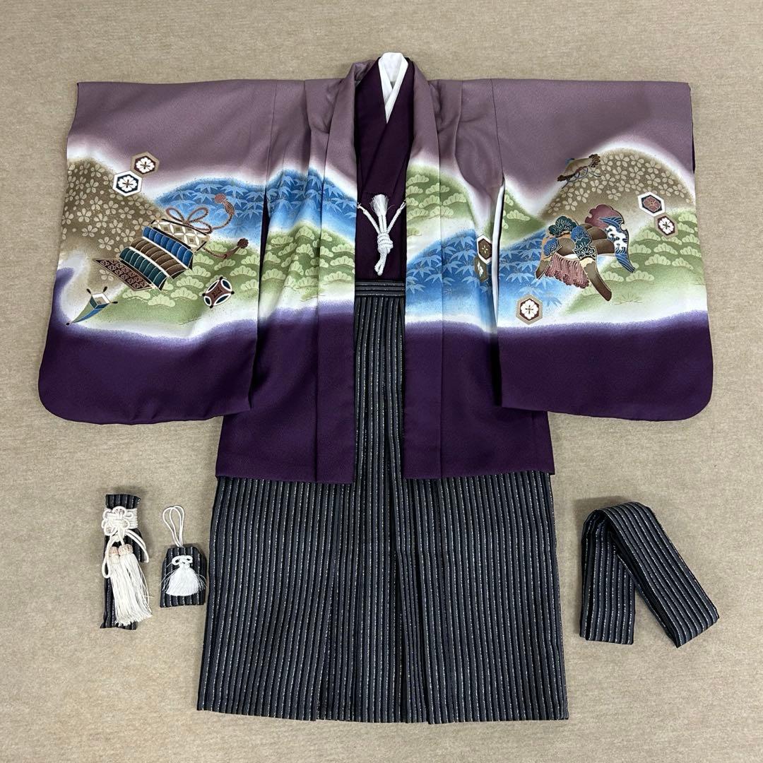 5歳から7歳サイズ　七五三　羽織　袴セット　紫