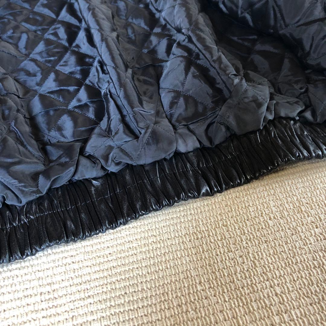 日本製 レザージャケット 薄手 牛革 レザーブルゾン 短丈 ブラック