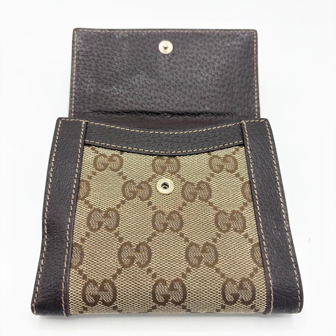 極美品 GUCCI 二つ折り財布 グッチキャンバス　グッチレザー