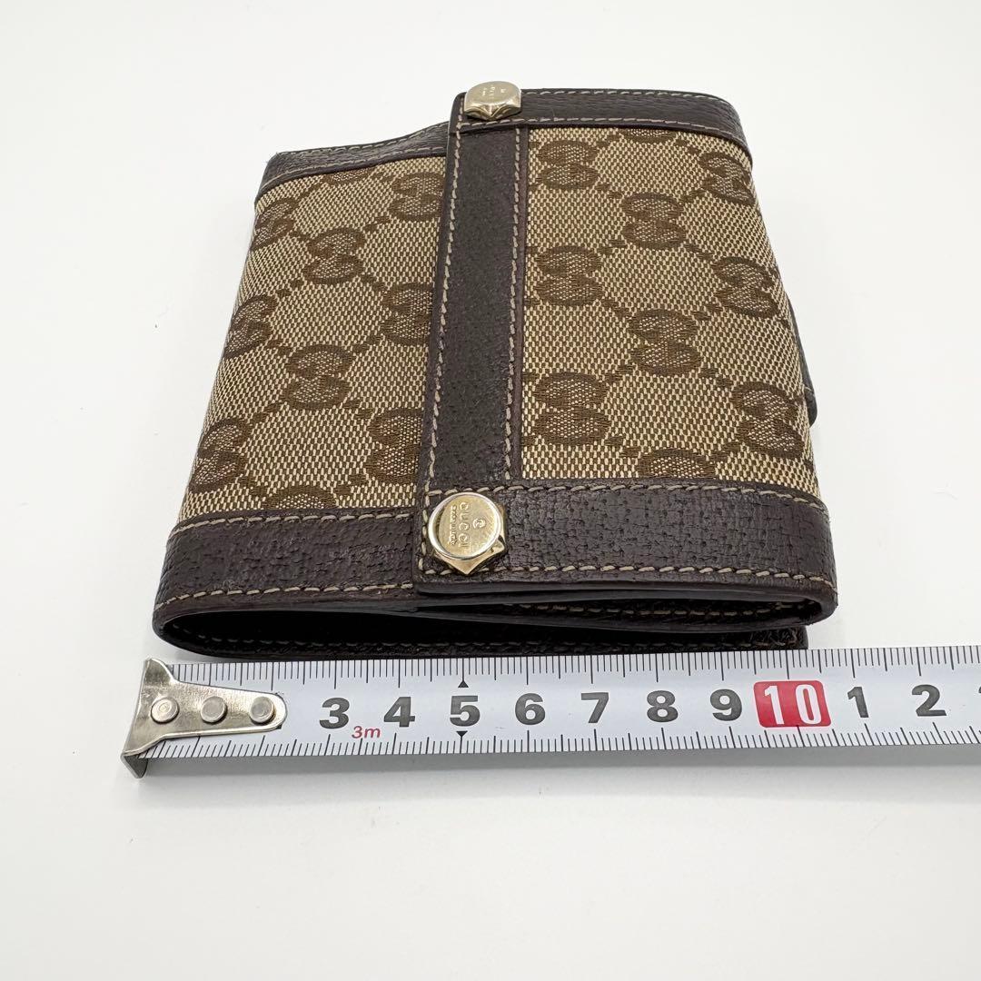極美品 GUCCI 二つ折り財布 グッチキャンバス　グッチレザー