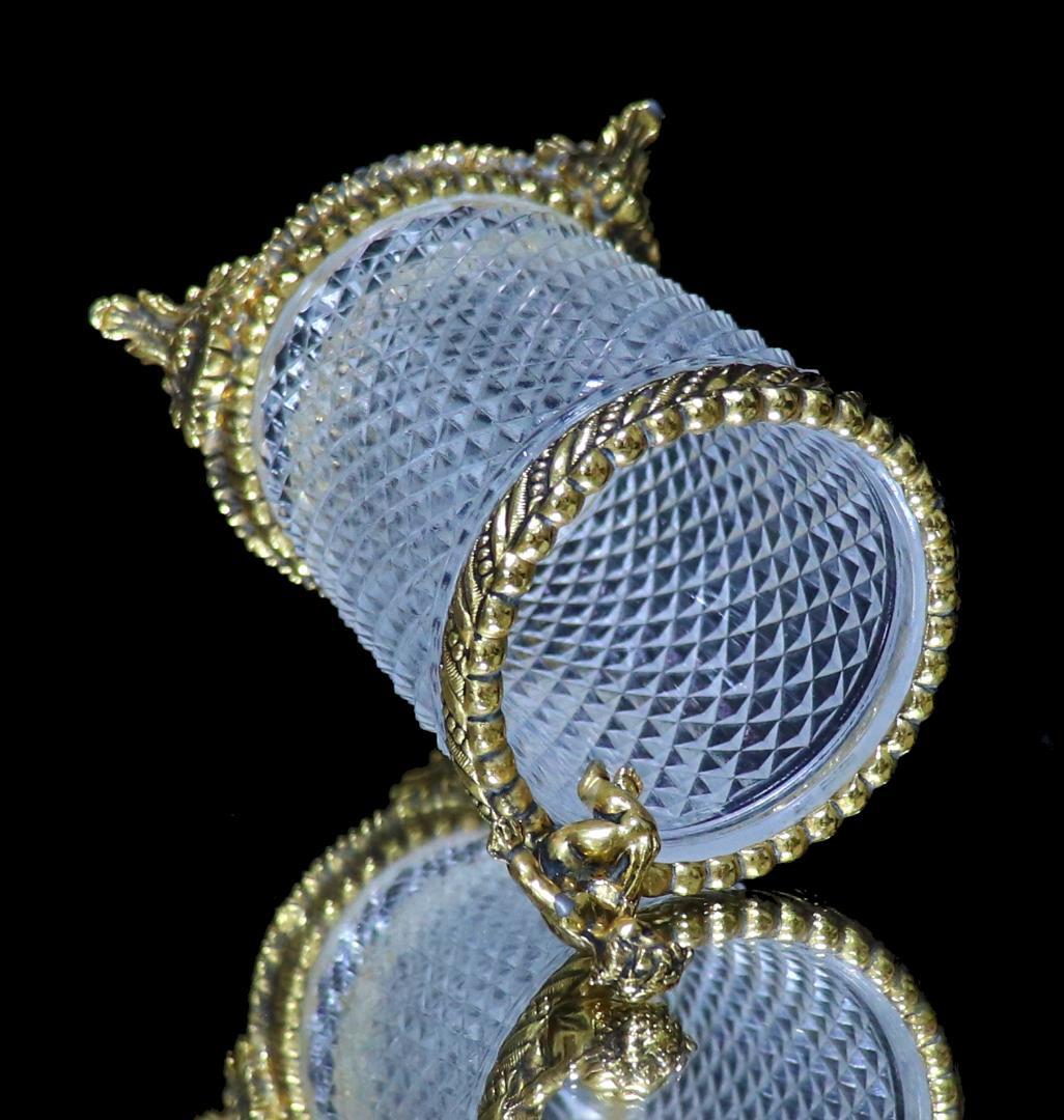 オールド・バカラ 1890年 名品 天使文ゴールド装飾ディアマン・ビゾー小物入れ