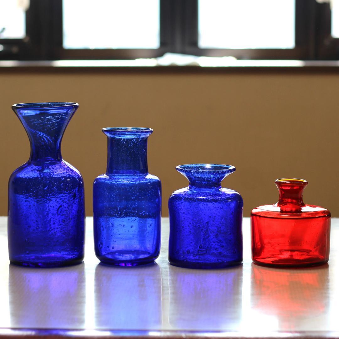 【サイン入り】エリックホグラン　Erik Hoglund　ブルー 花器花瓶　北欧