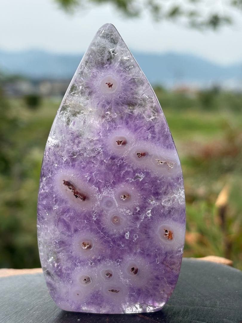 ✴️絶品❤️極美品　ピンクアメジスト　桜瑪瑙　水滴形　置物　天然石