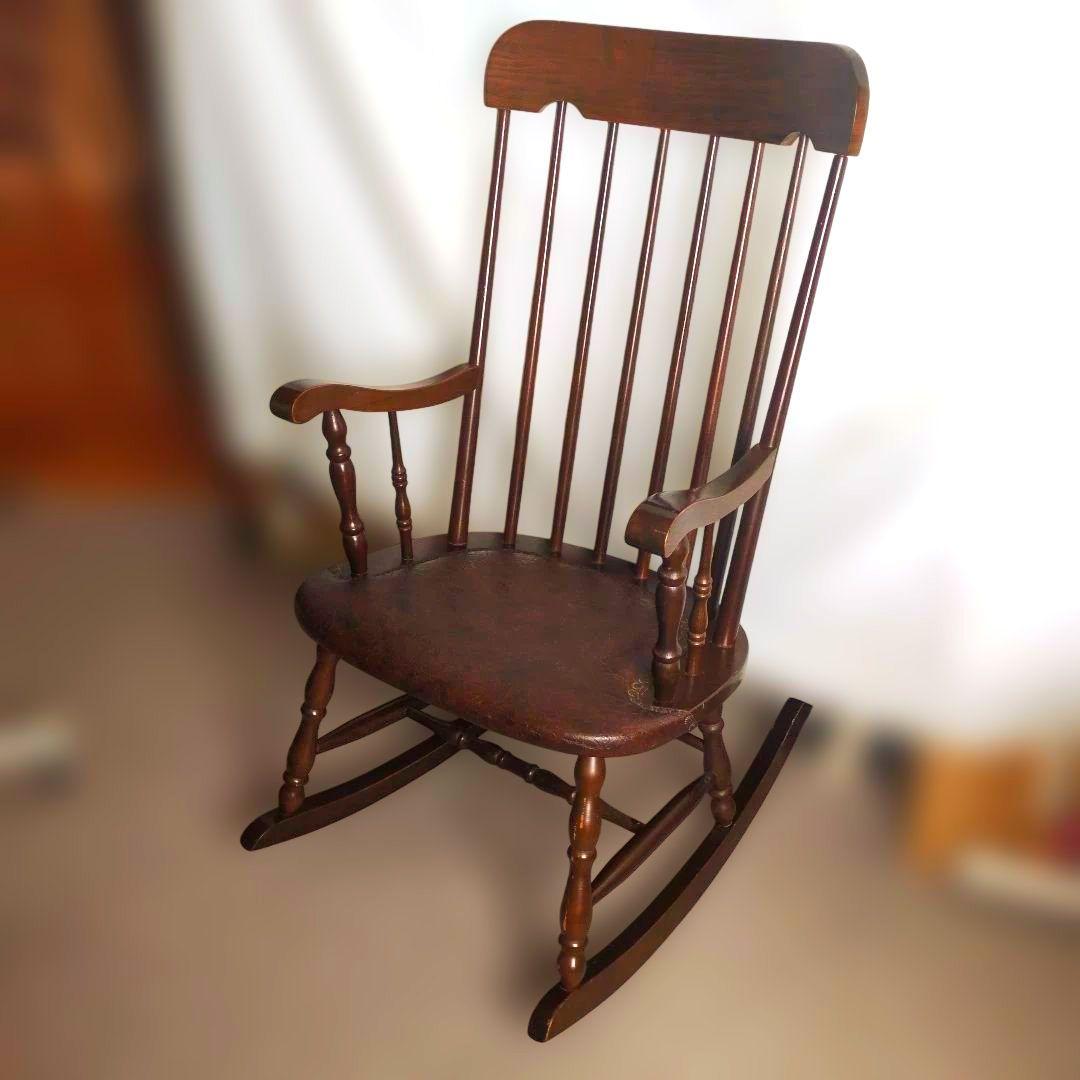 た*ん様 レトロ　ロッキングチェア 革張り