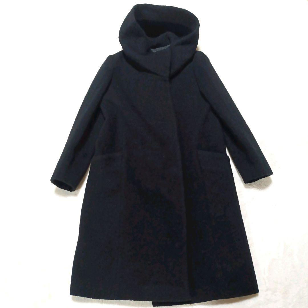 LOUNIE 【美品】 アルパカ モヘア スタンドカラー フーデット コート