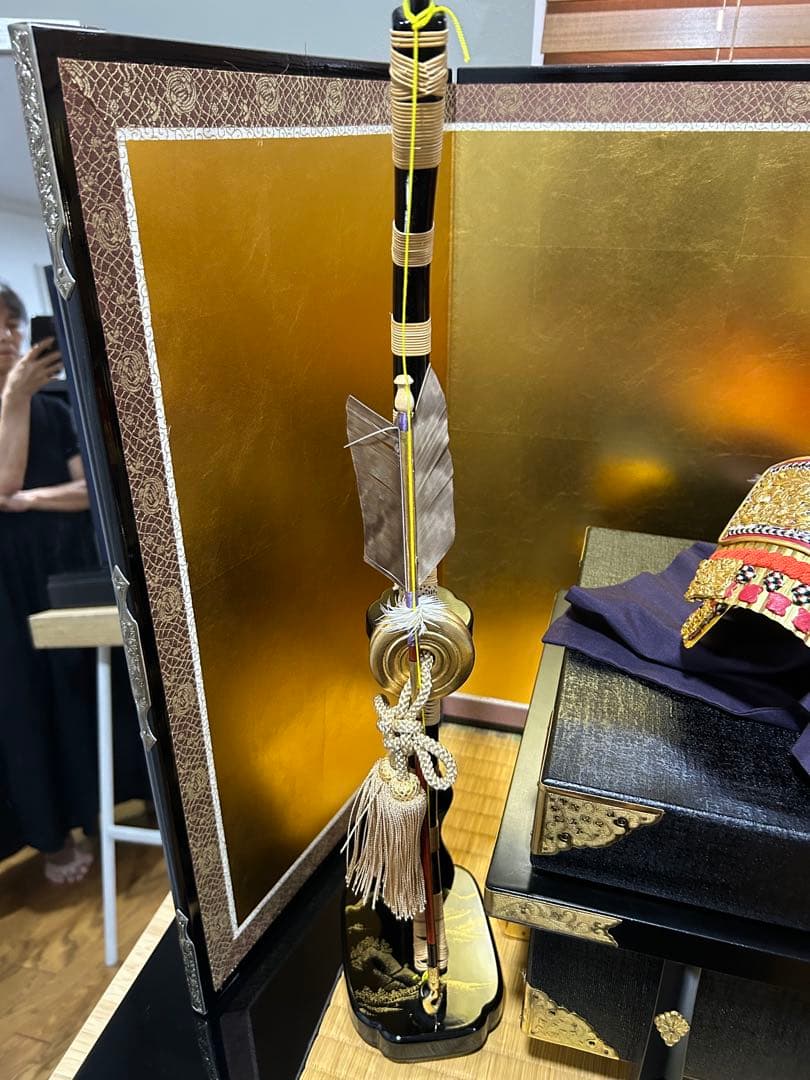 美品　五月人形 久月　粟田口清信作　高級黒金装飾　95センチ幅