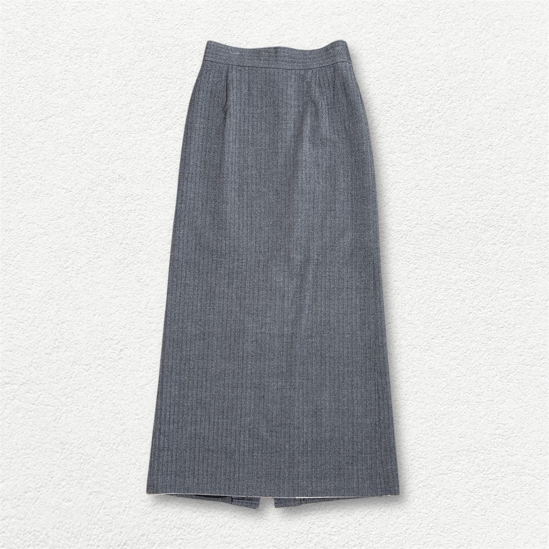CITYSHOP シティショップ ストライプ ロングスカート カットオフ グレー