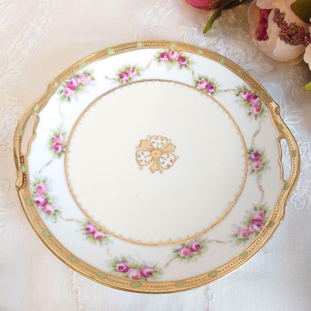 オールドノリタケ　大皿　ローズガーランド　金盛
