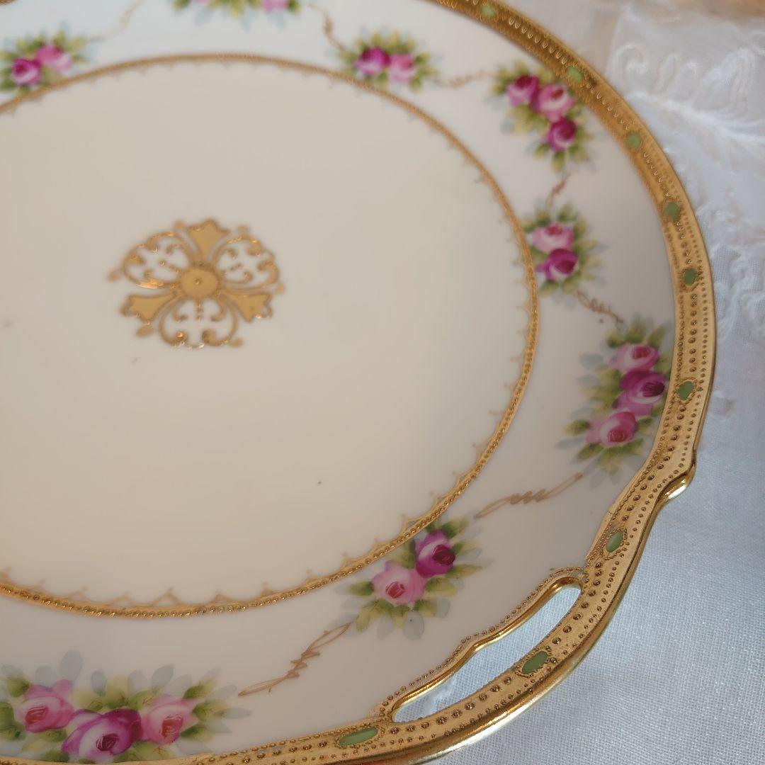 オールドノリタケ　大皿　ローズガーランド　金盛