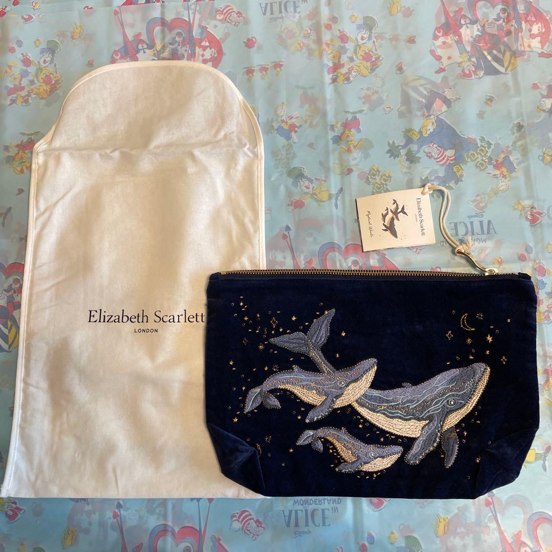 Elizabeth Scarlett クジラ刺繍ポーチ　エブリデイポーチ