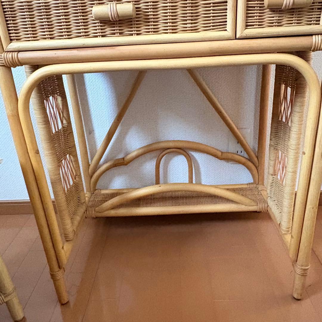 ラタン　籐家具　ドレッサー　鏡台　① 化粧台　木製　昭和レトロ　アンティーク