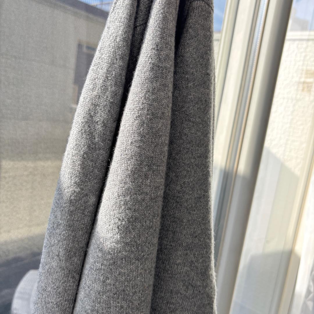 80s スコットランド製カシミアカーディガン ごま塩グレー XL