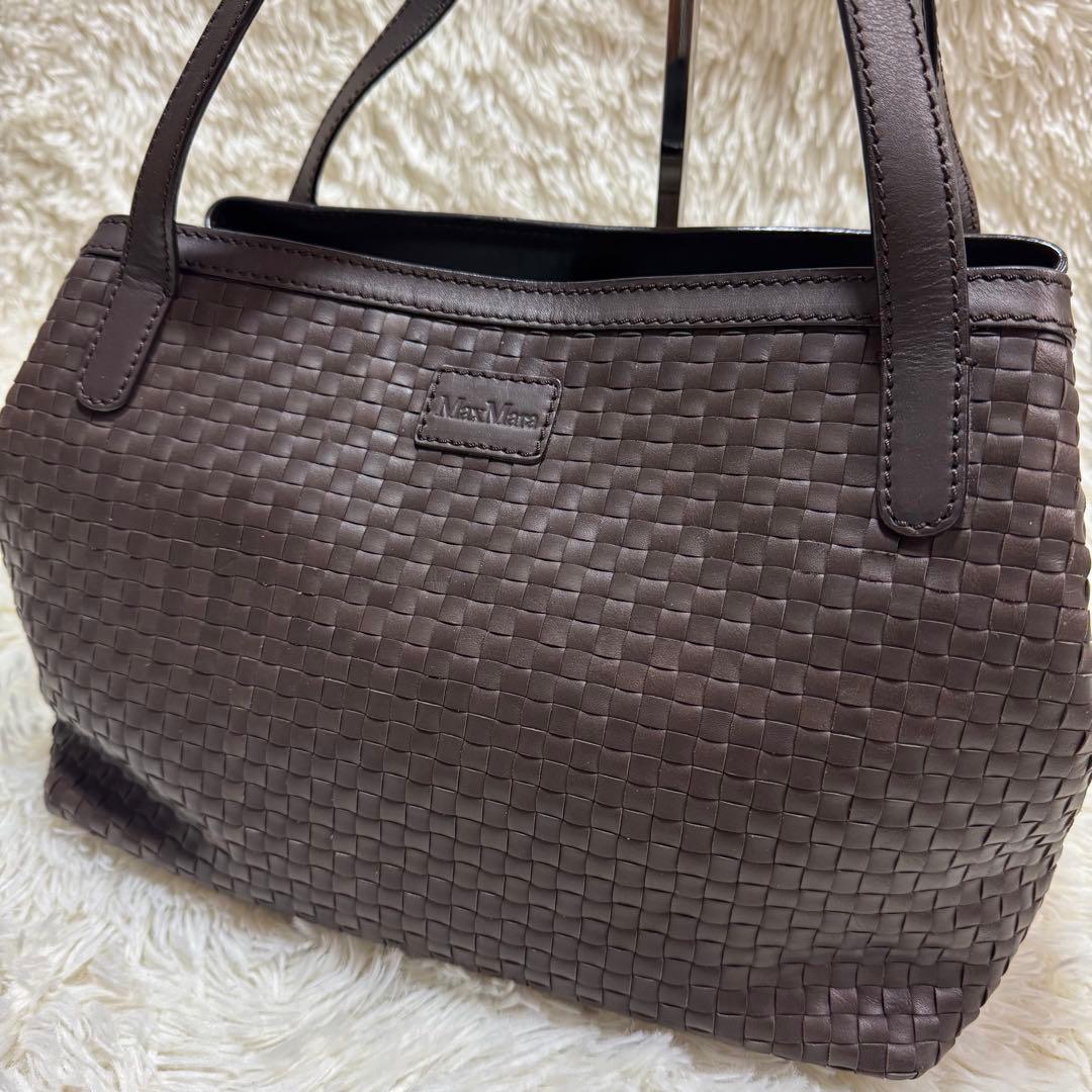 Max Mara トートバッグ　イントレチャート　カラー(ダークブラウン)