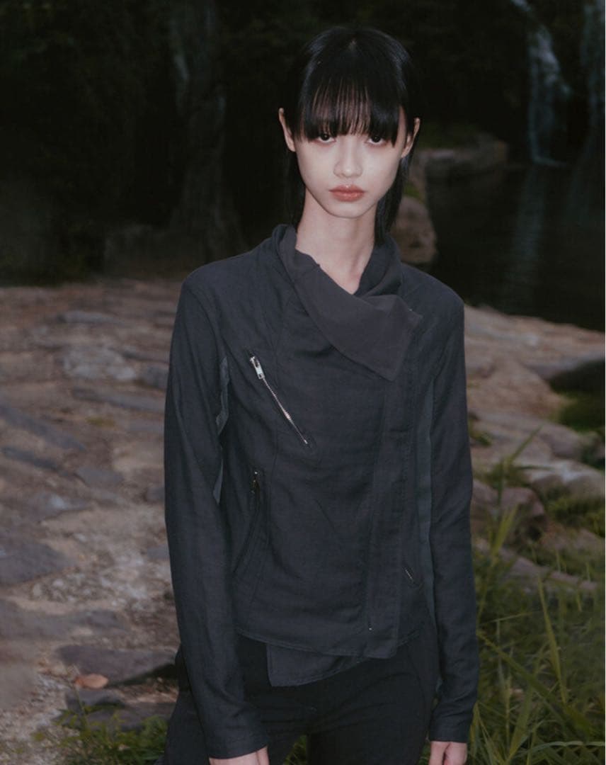 flareup Asymmetrical Biker Leather ジャケット