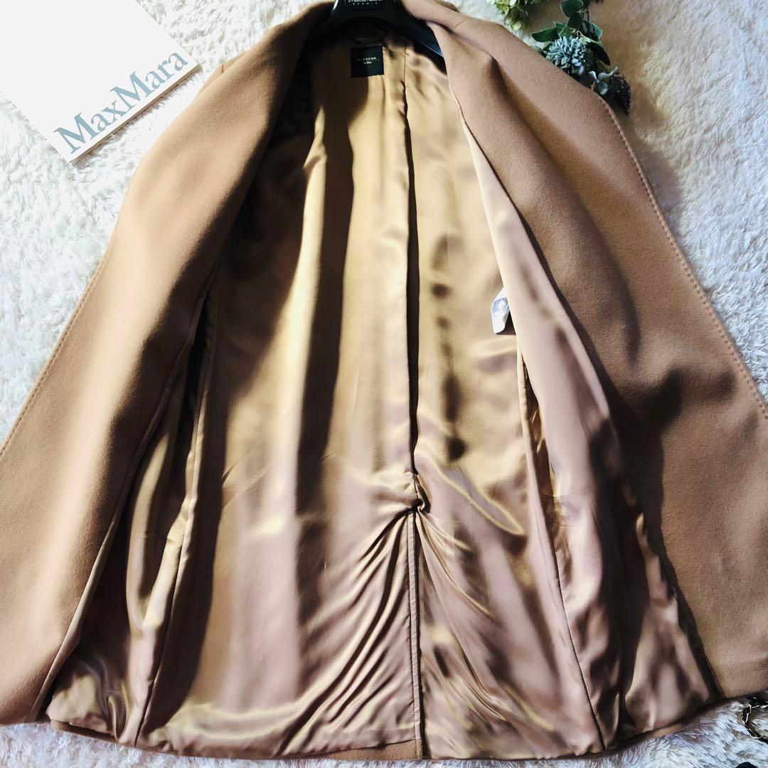 現行✨着用1回 マックスマーラ ベルテッドコート カシミヤ100% キャメル S