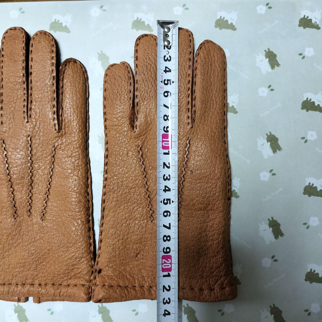 未使用　ペッカリー革手袋　カシミヤライニング　キャメル